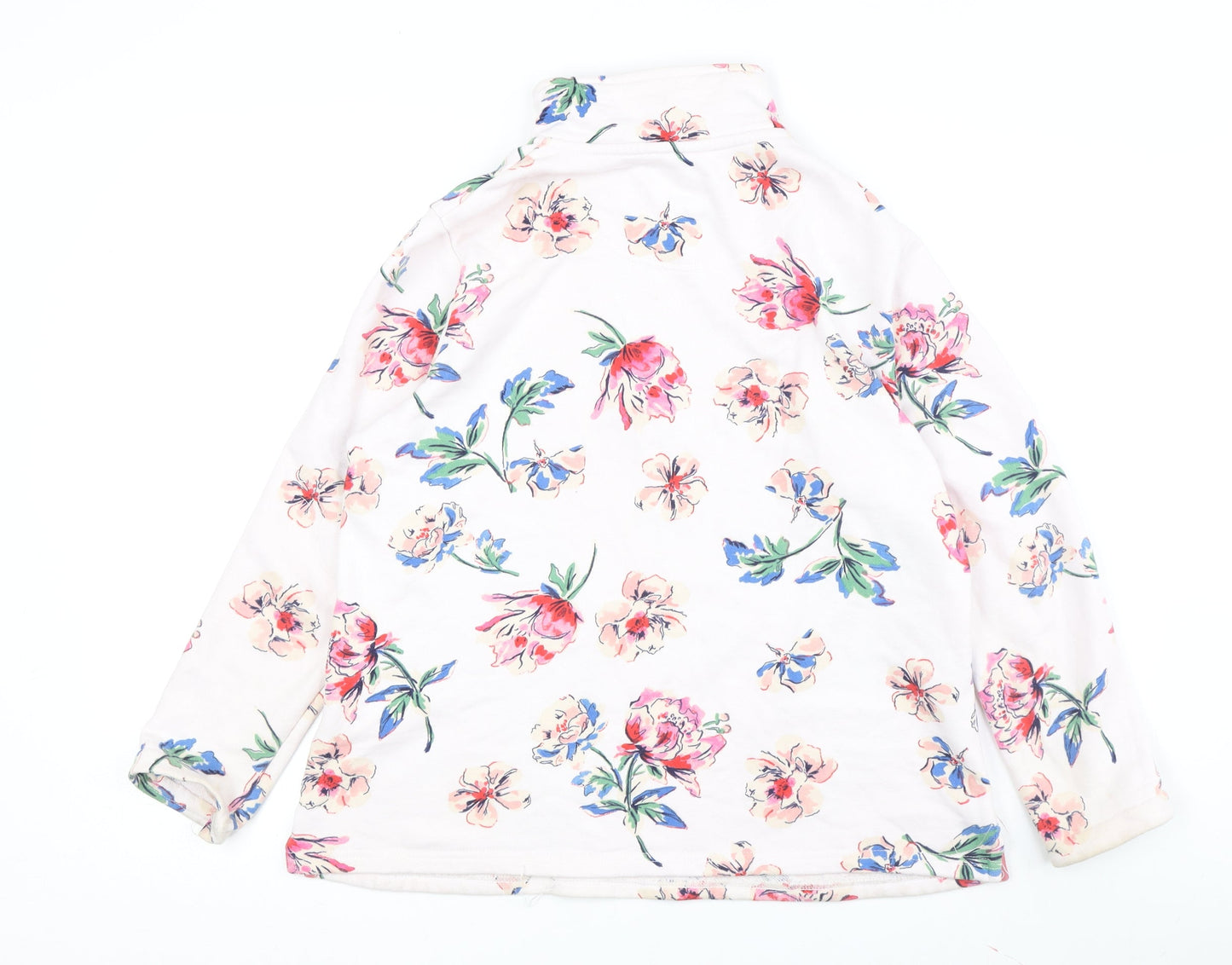 Joules Women's Floral Beige Pullover in Size 12 with 1/2 Zip