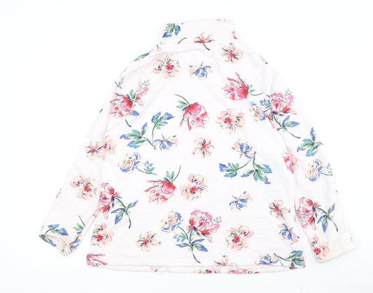 Joules Women's Floral Beige Pullover in Size 12 with 1/2 Zip