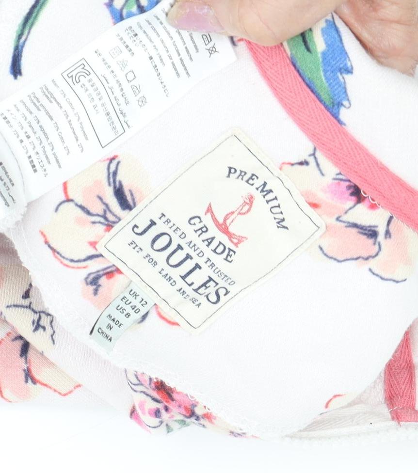 Joules Women's Floral Beige Pullover in Size 12 with 1/2 Zip
