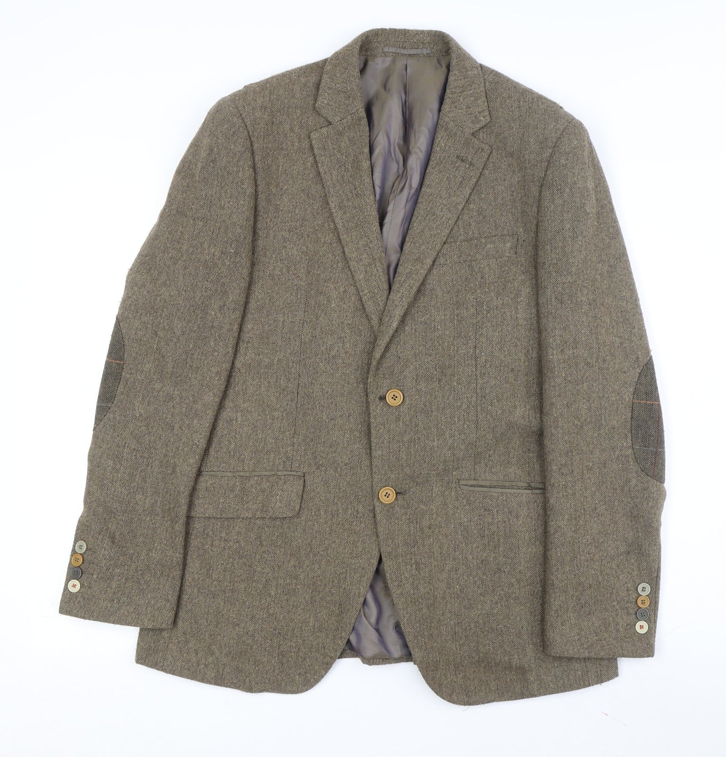 Feraud Men's Brown Wool Blazer, Size 40R, Single-Breasted