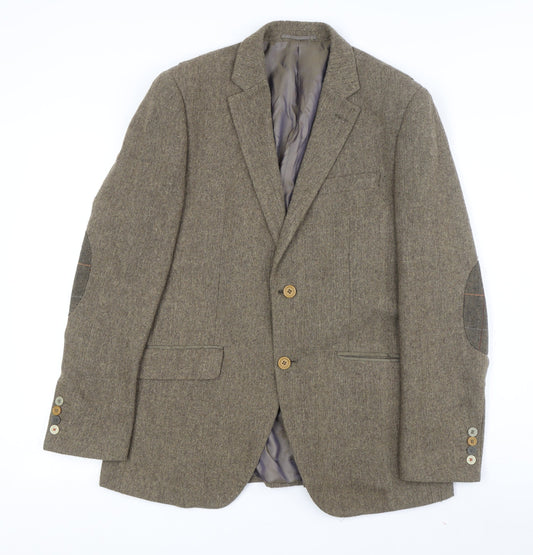 Feraud Men's Brown Wool Blazer, Size 40R, Single-Breasted