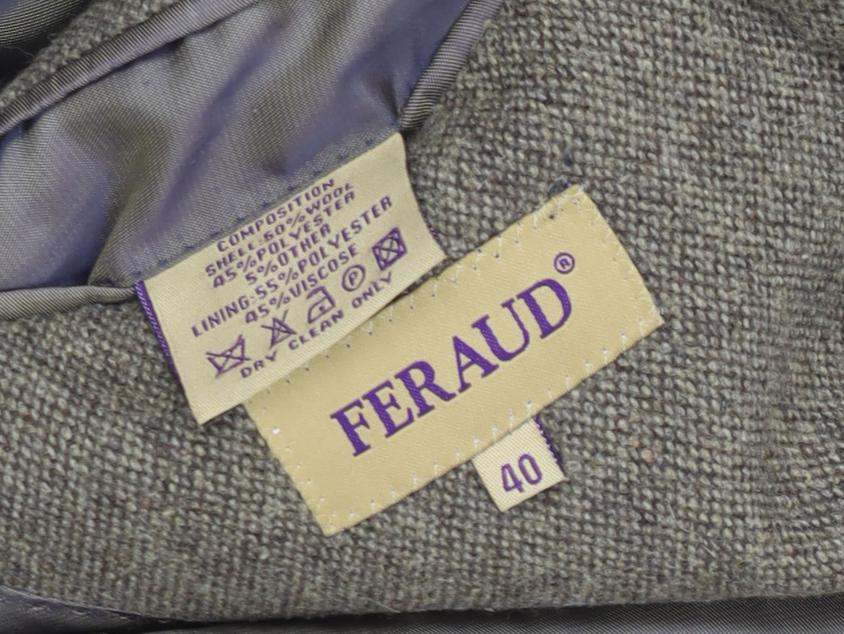 Feraud Men's Brown Wool Blazer, Size 40R, Single-Breasted