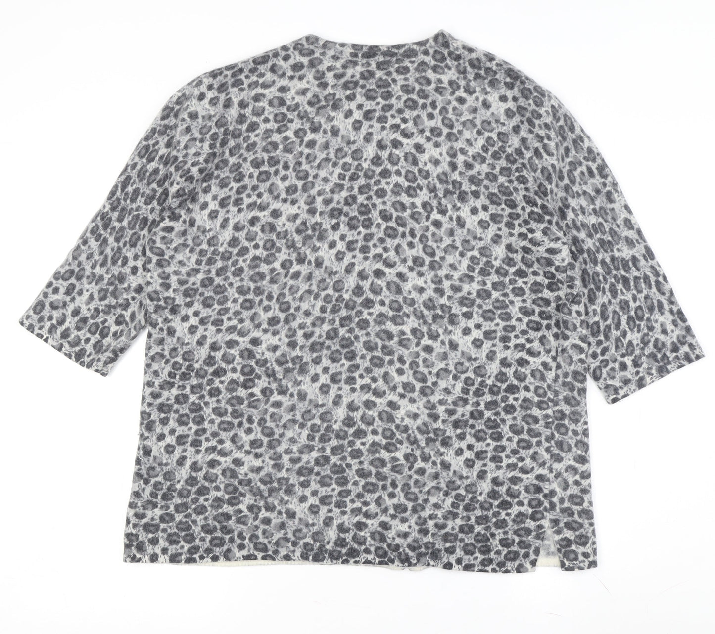 Ann Harvey Women's Grey Animal Print Cardigan, Size 16