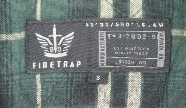 Firetrap Men's Black Military Jacket S Casual Stand-Up Collar