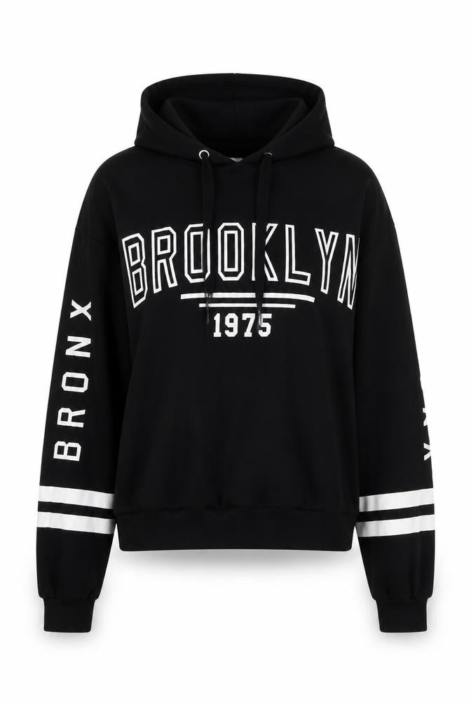 H&M Womens Black Hoodie S Brooklyn Logo Pullover Casual