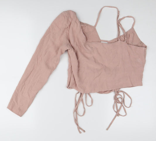 ASOS Women's Pink Cropped Blouse, Size 14, Lightweight