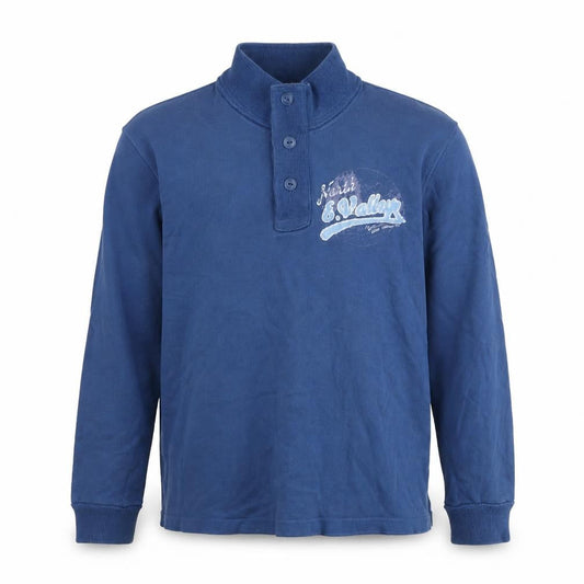 H&M Men's Blue Long Sleeve Cotton Polo M