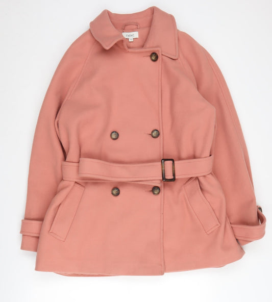 Next Women's Pink Belted Pea Coat Size 16