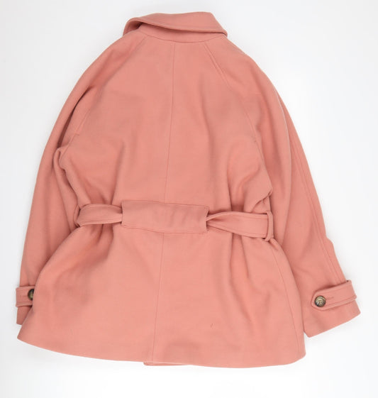 Next Women's Pink Belted Pea Coat Size 16