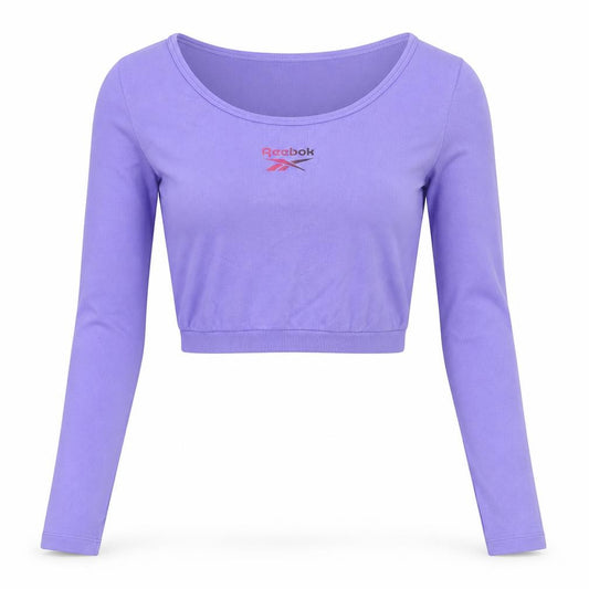 Reebok Women's Purple Cropped Active Long Sleeve Top S