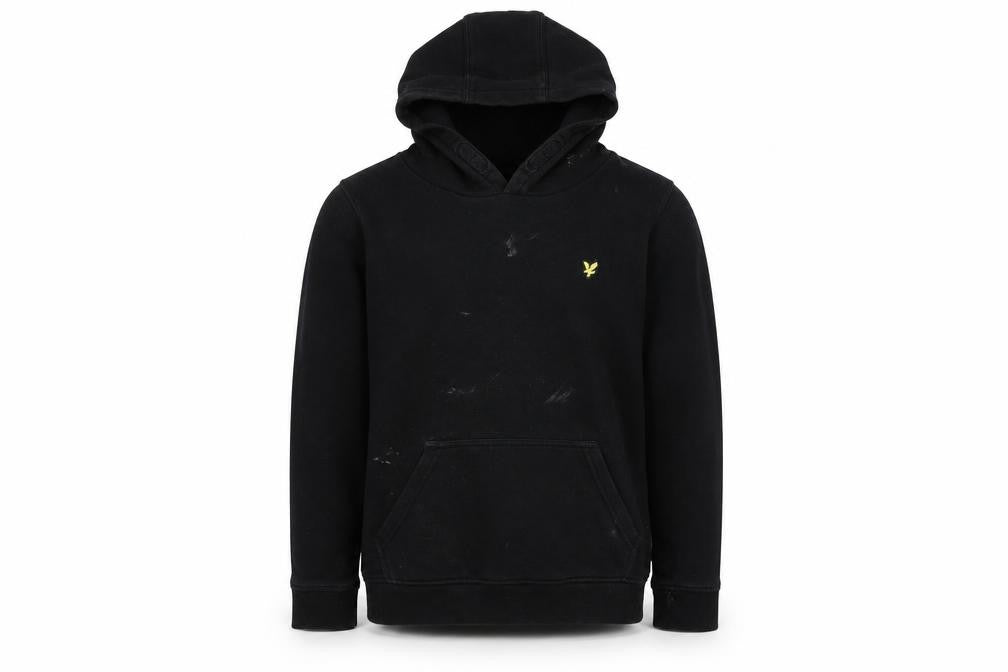 Mens UK 9/10 Regular Lyle & Scott Black Pullover Hoodie