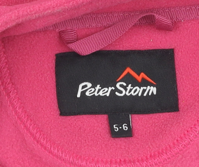 Peter Storm Girls Pink Fleece Hoodie, Zip, 5-6 Years