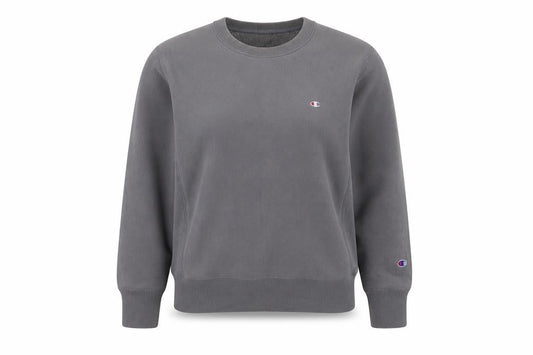 Champion Womens Grey Pullover Sweatshirt, S, Logo Style