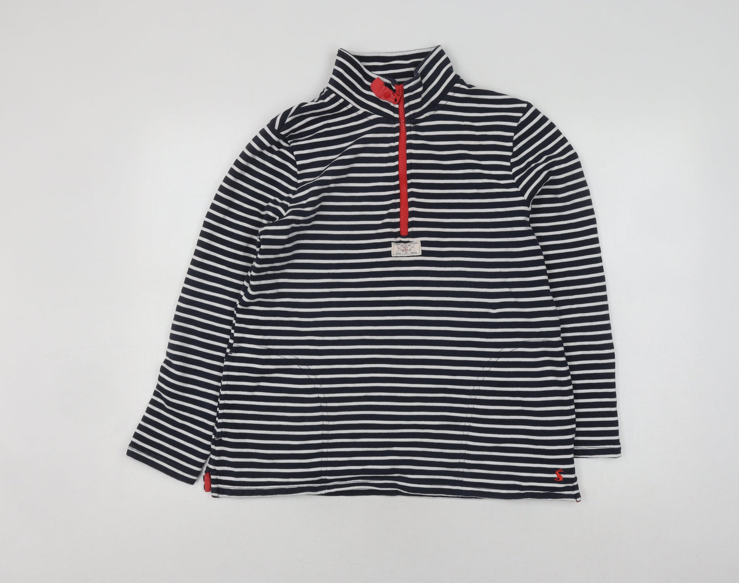 Joules Women's Navy Striped Pullover Hoodie, Size UK 8