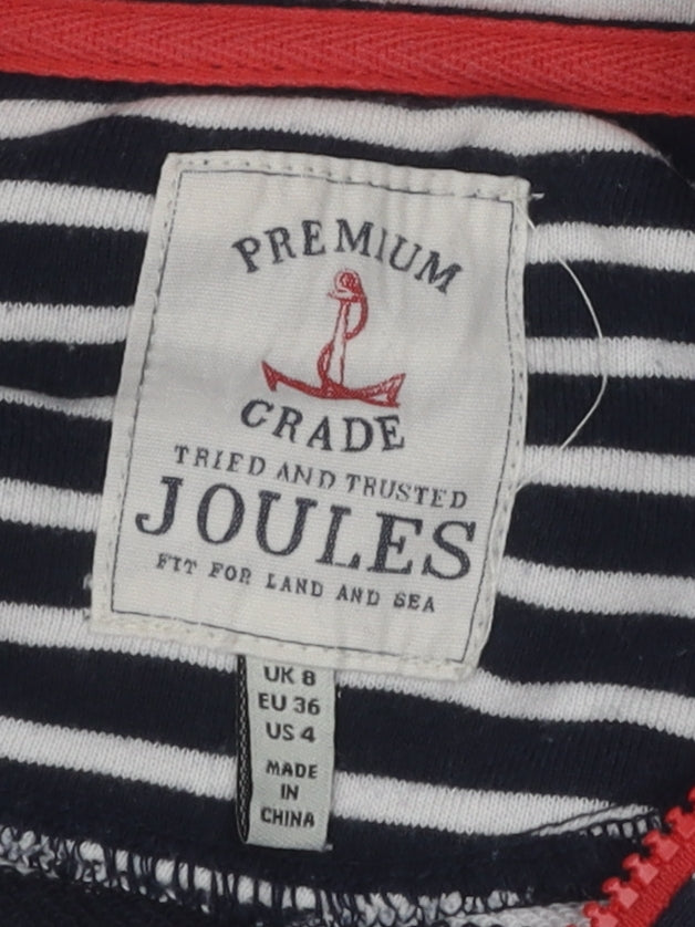 Joules Women's Navy Striped Pullover Hoodie, Size UK 8