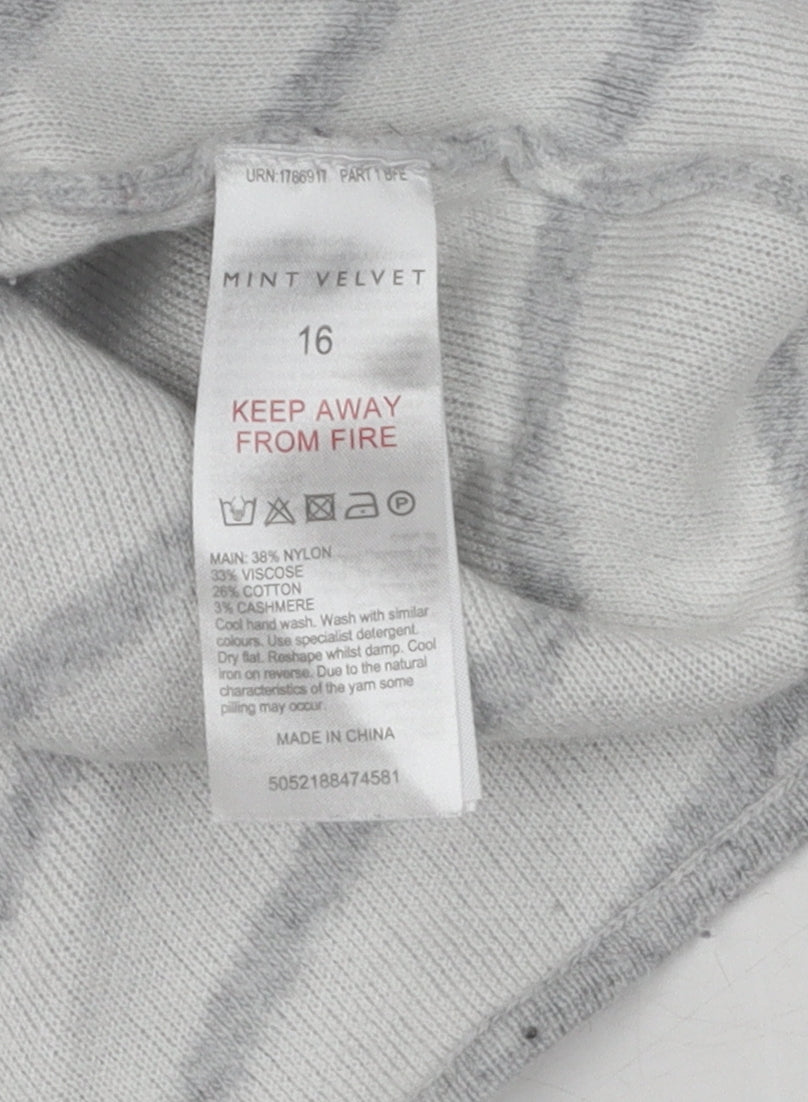 Mint Velvet Women's Grey Striped Pullover Jumper, Size 16