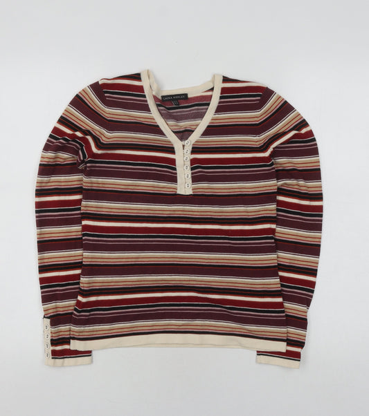 Laura Ashley Women's Multicoloured Striped T-Shirt Size 10