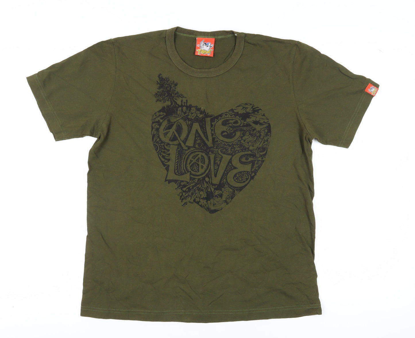 T-Street Unisex Green Short Sleeve T-Shirt L