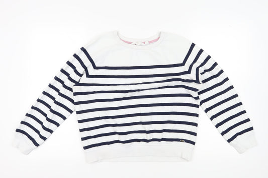 Trespass Women's White Striped Pullover Sweatshirt M