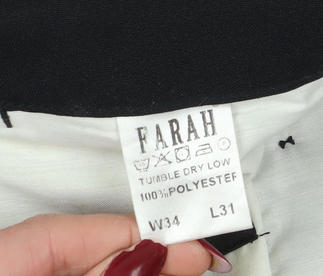 Farah Unisex Black Straight Leg Trousers Size 34