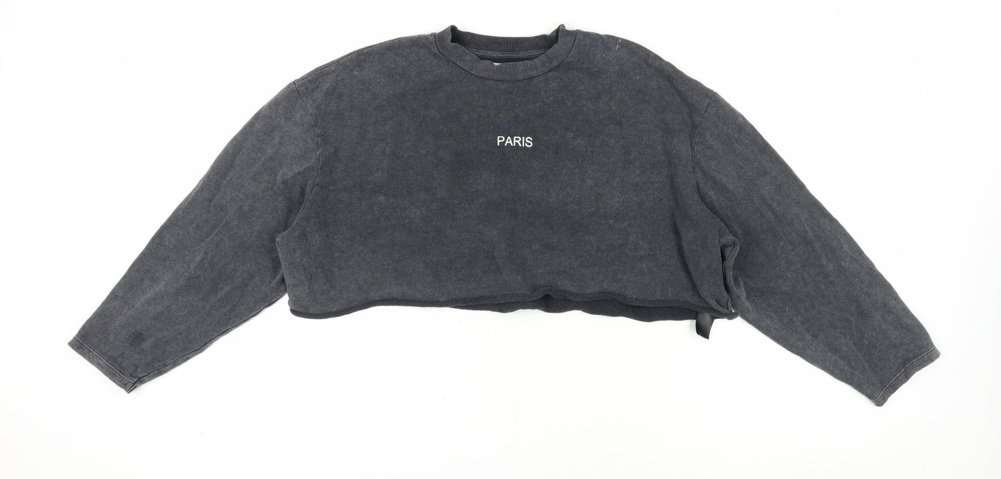 Topshop Women's Grey Cotton Pullover Sweatshirt Size 12