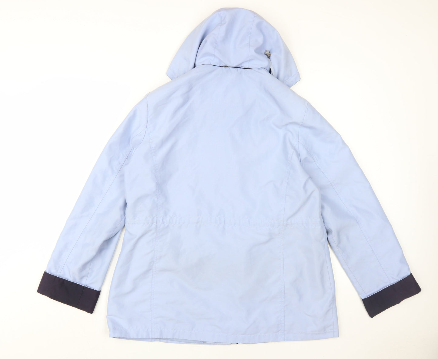 Bm Women's Blue Hooded Rain Coat Jacket Medium