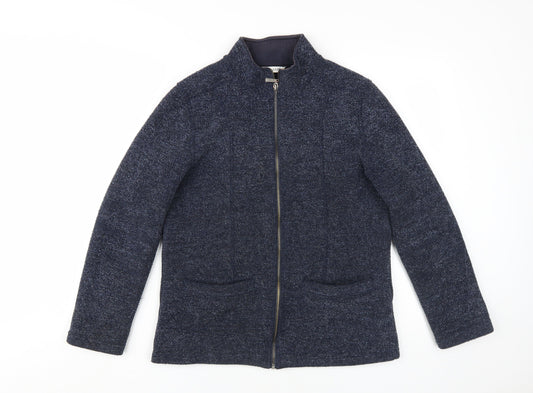 Marks and Spencer Women's Blue Mid-Length Jacket - Size 8