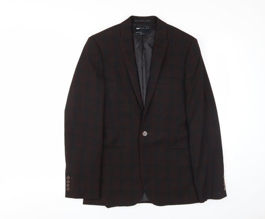 ASOS DESIGN Men's Black Check Blazer, Size 34R, Regular Fit