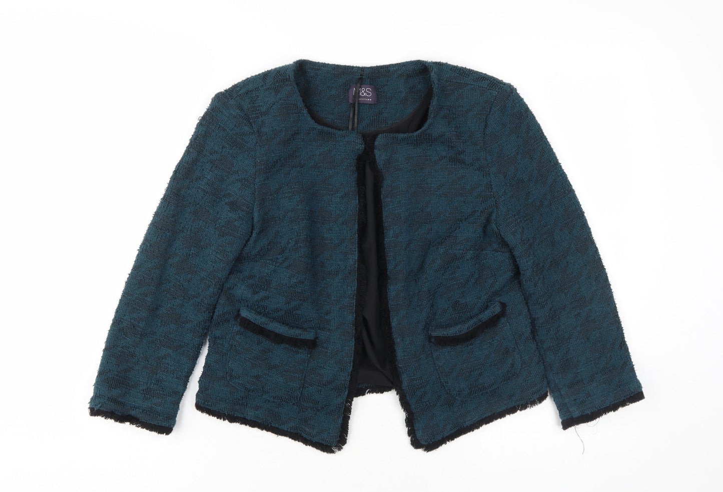 Marks and Spencer Women’s Teal Tweed Jacket Size 8