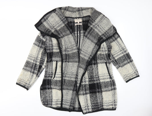 Monsoon Women's Black Ivory Check Wool Blend Coat S