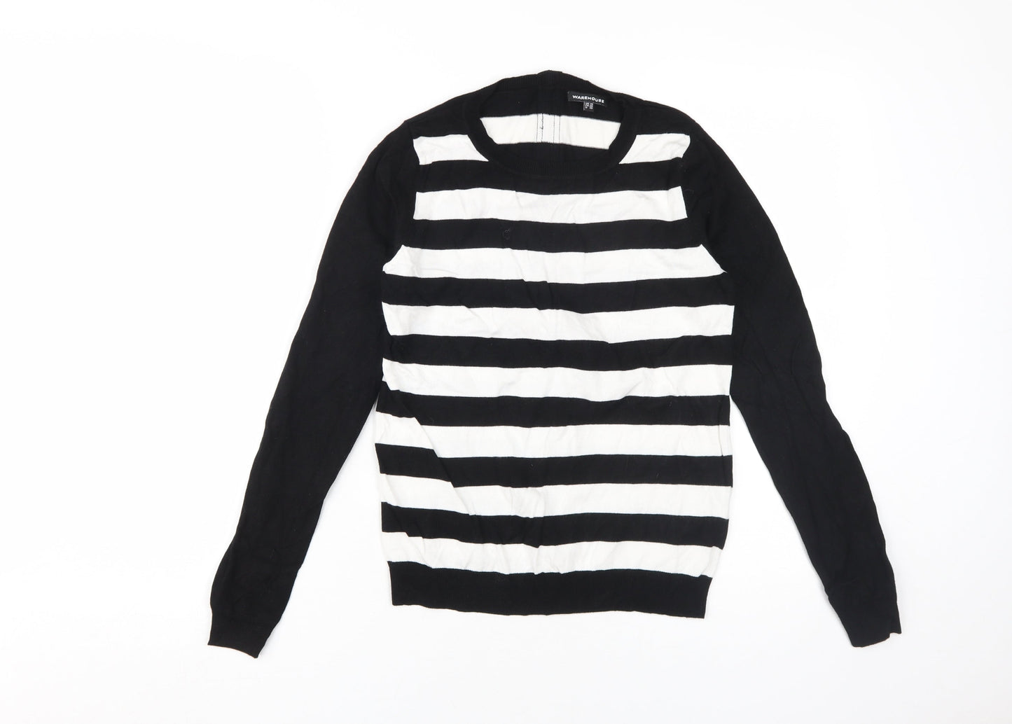 Warehouse Women's Black Striped Pullover Jumper Size 10