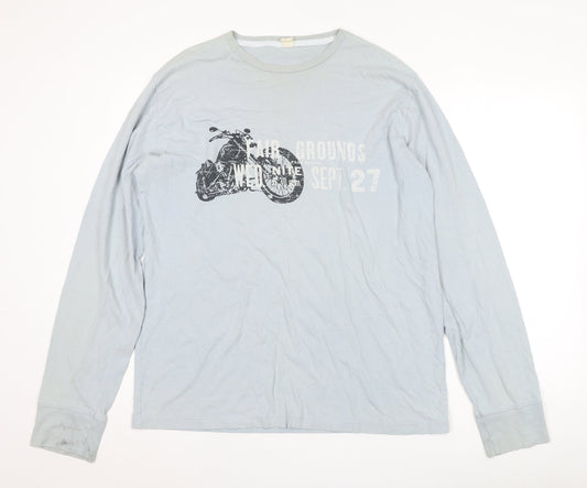 Jack & Jones Men's Grey Motorcycle Long Sleeve Tee