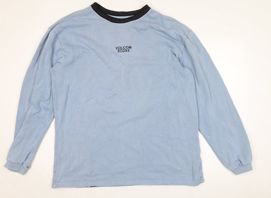 Volcom Men's Blue Crew Neck Sweatshirt - Logo, Size L