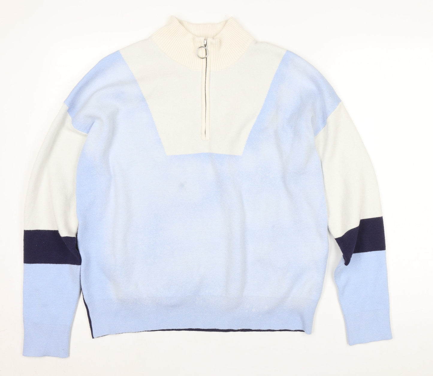 Cynthia Rowley Women's Blue High Neck Pullover Jumper L