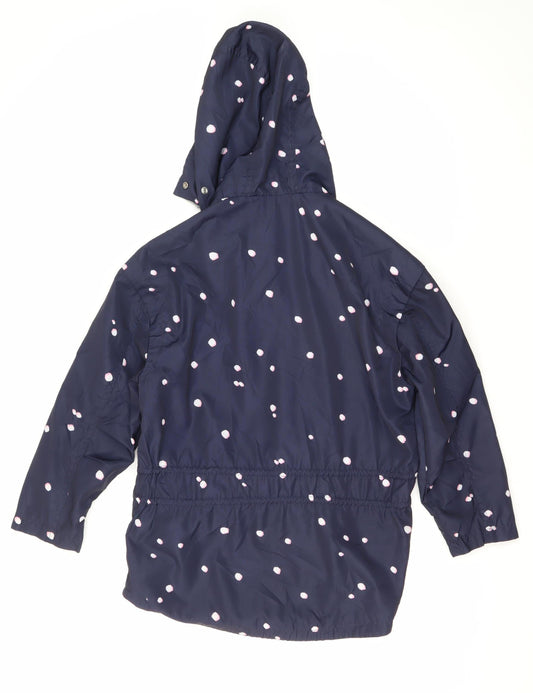 Zara Girls Blue Polka Dot Parka Coat - Size 10 Years