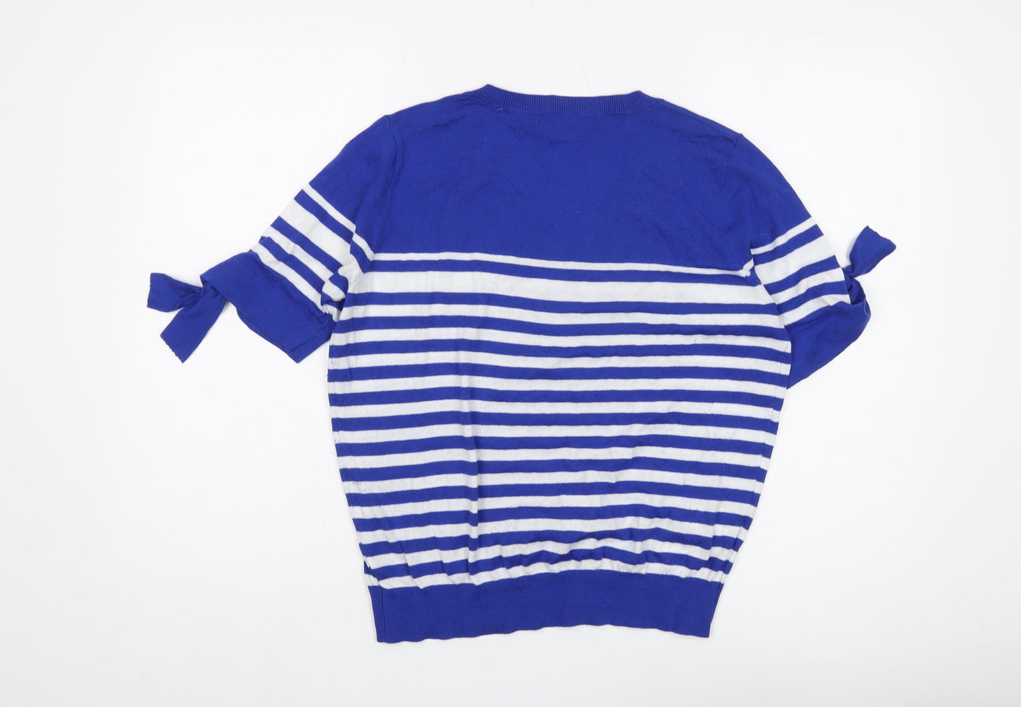 Violeta by Mango Women's Blue Striped Pullover Jumper S