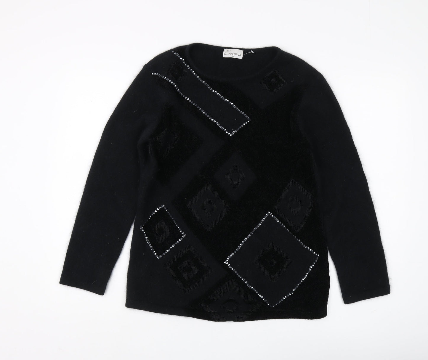 Erreco Women's Black Beaded Pullover Jumper Size 10