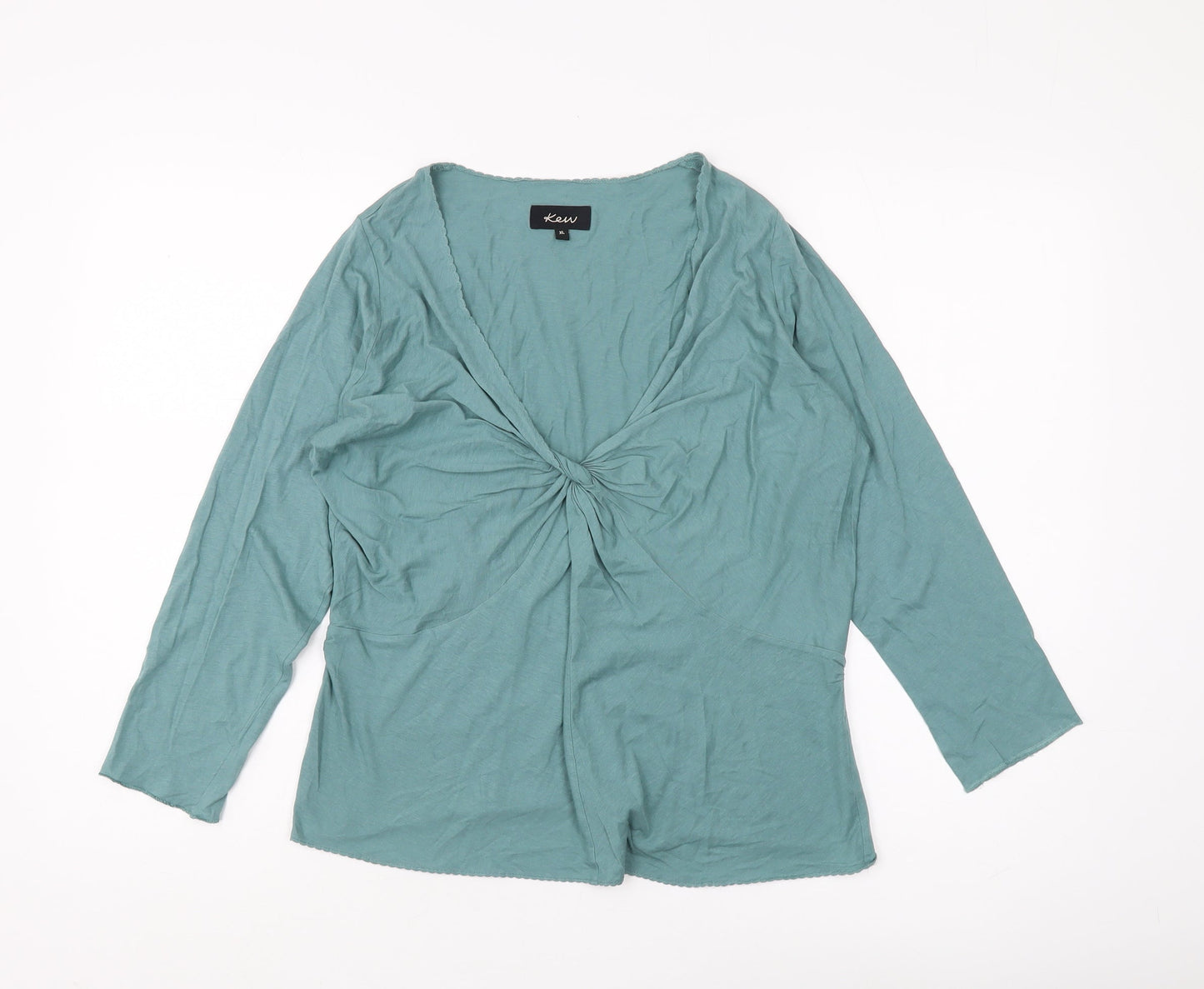 Kew Women's Green XL Wrap Top Long Sleeve Casual