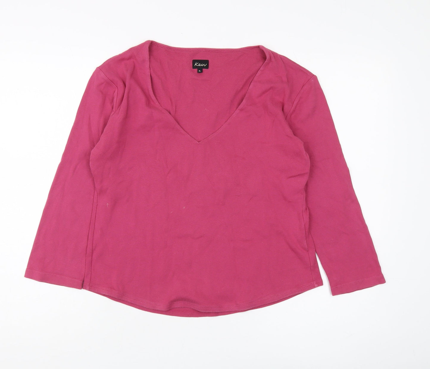 Kew Women's Pink V-Neck Long Sleeve Top XL