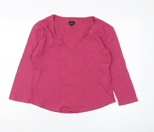 Kew Women's Pink V-Neck Long Sleeve Top XL
