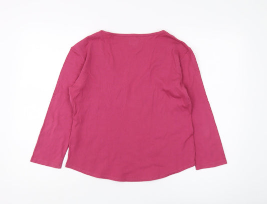 Kew Women's Pink V-Neck Long Sleeve Top XL