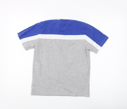 McKenzie Boys Blue Grey Colourblock Crew Neck T-Shirt 12-13 Years