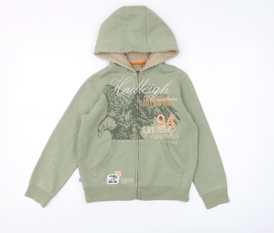 Hadleigh London Boys Green Hoodie, 7 Years, Full Zip Warm Fleece
