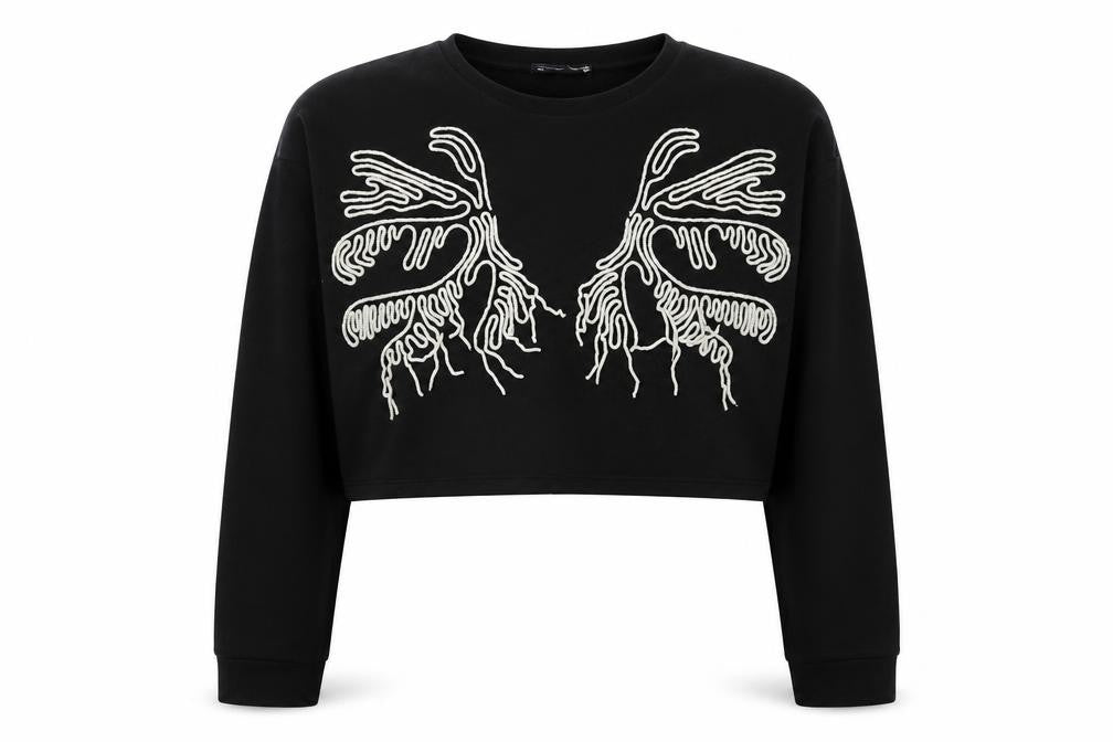 Zara Black Embroidered Women's Sweatshirt UK 0