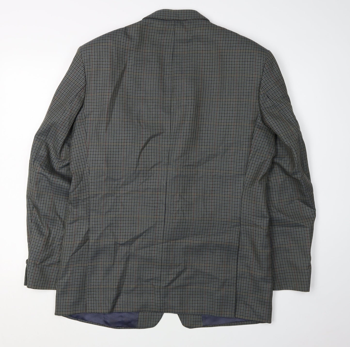 St Michael Men's Blue Check Blazer, Size 40R, Single-Breasted