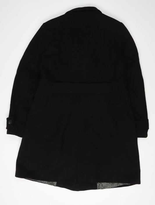 Next Women's Black Pea Coat Size 14 with Button Accents