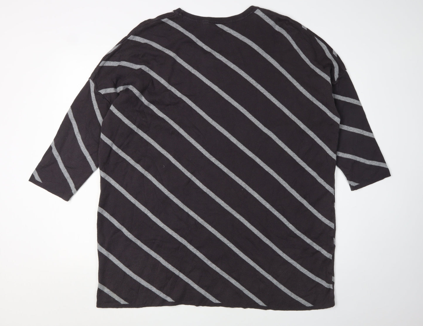 Adini Women's Black Striped Pullover Jumper - Size L