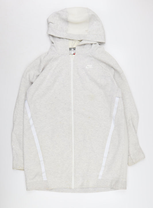 Nike Men's Grey Full Zip Hoodie, Large, Logo Accent