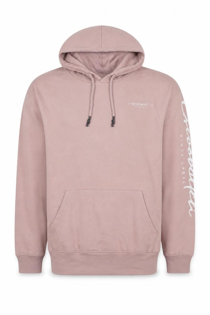 Mens UK XS Regular Crosshatch Pink Pullover Hoodie