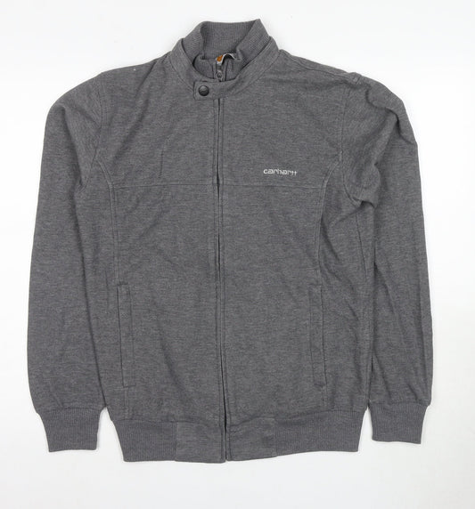 Carhartt Men's Grey Full Zip Sweatshirt - Small, Outdoor Ready